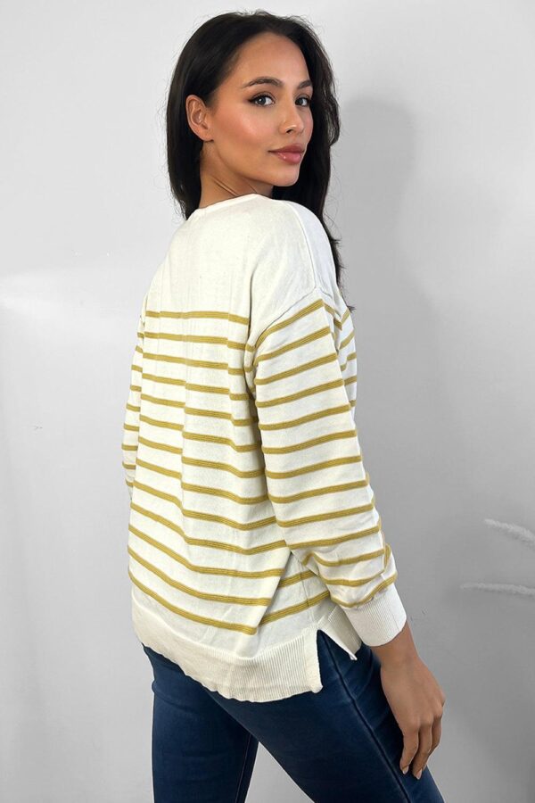 Half Striped Scoop Neck Pullover - Image 10