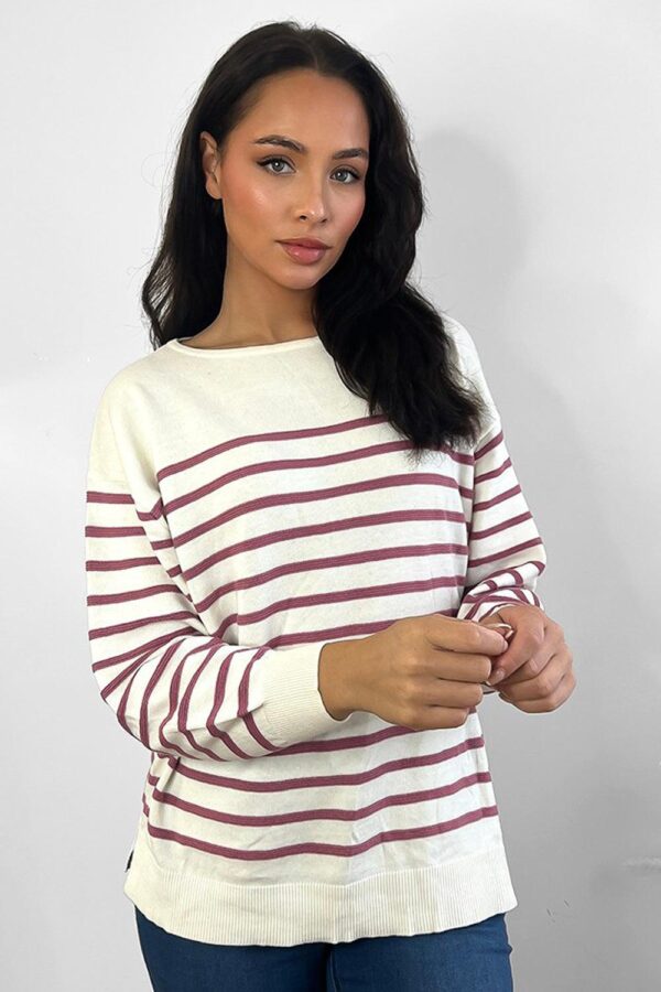 Half Striped Scoop Neck Pullover - Image 14