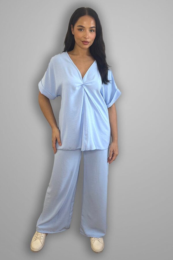 Crepe Twisted Neckline Comfy Fit Tunic And Trousers Set - Image 4