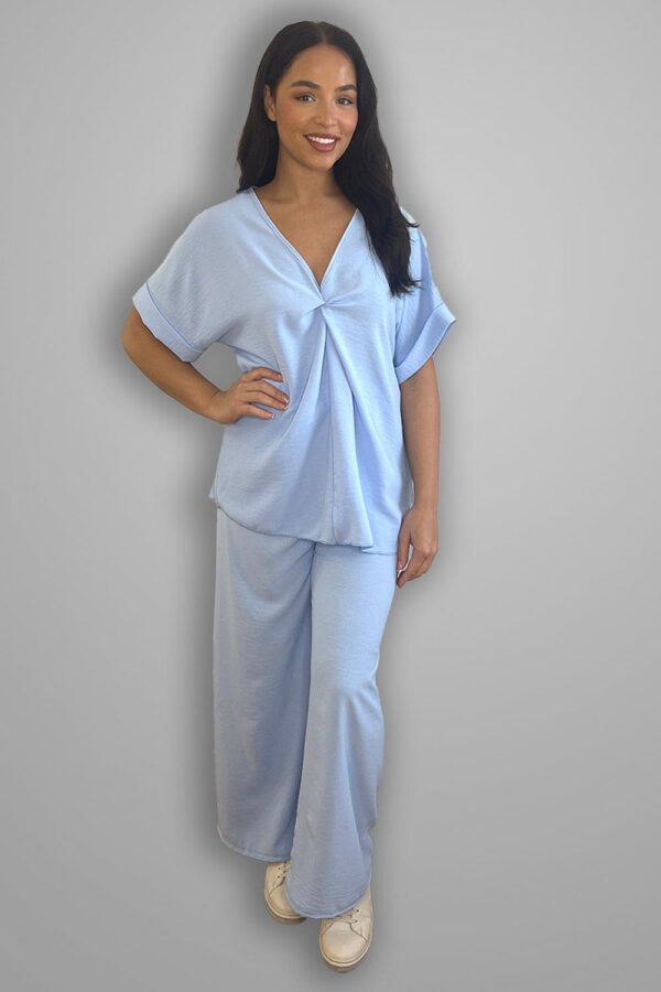 Crepe Twisted Neckline Comfy Fit Tunic And Trousers Set - Image 5