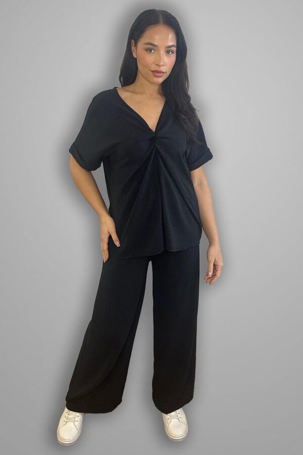 Crepe Twisted Neckline Comfy Fit Tunic And Trousers Set - Image 7