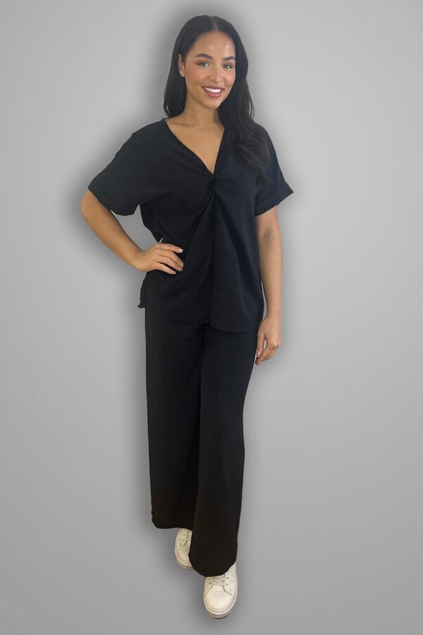 Crepe Twisted Neckline Comfy Fit Tunic And Trousers Set - Image 8