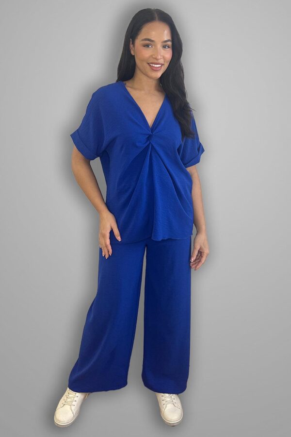 Crepe Twisted Neckline Comfy Fit Tunic And Trousers Set - Image 10