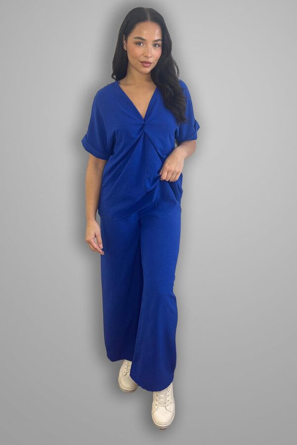 Crepe Twisted Neckline Comfy Fit Tunic And Trousers Set - Image 11