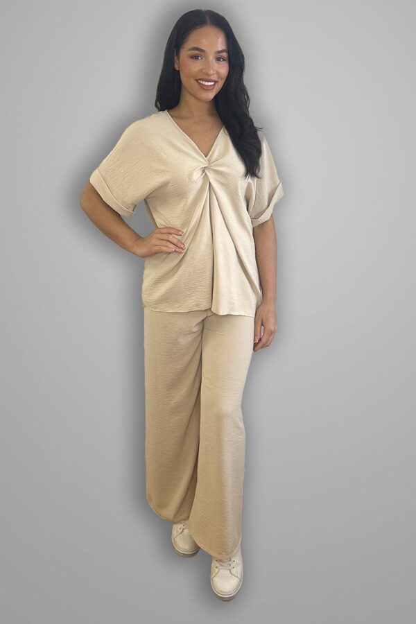 Crepe Twisted Neckline Comfy Fit Tunic And Trousers Set - Image 14