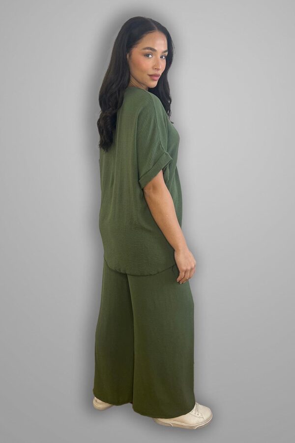 Crepe Twisted Neckline Comfy Fit Tunic And Trousers Set - Image 16