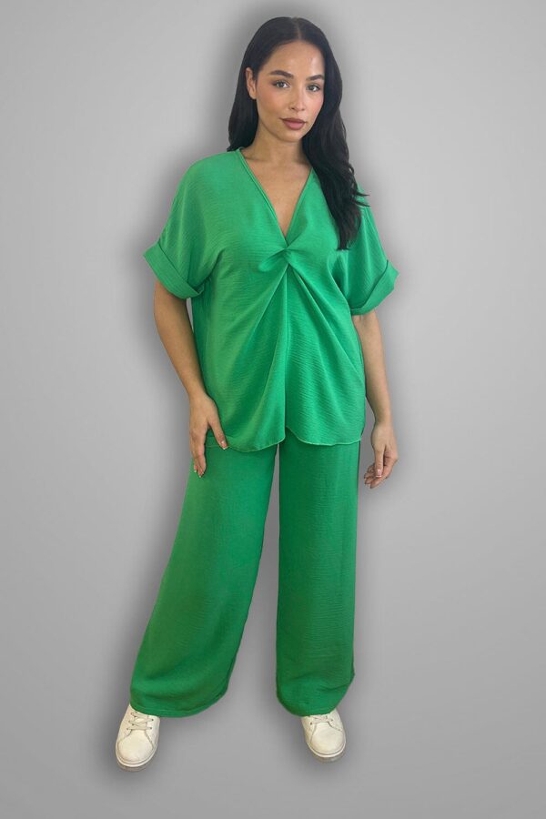 Crepe Twisted Neckline Comfy Fit Tunic And Trousers Set - Image 18